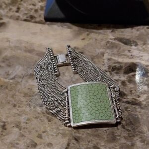 Elegant Silver and Green Bracelet